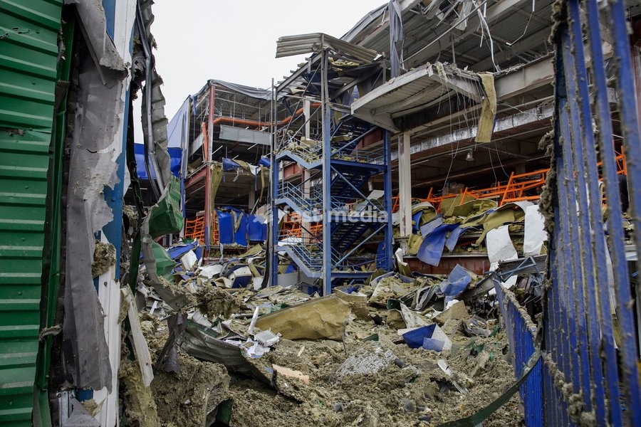 An Epicentr K home improvement hypermarket in the Obolonskyi district is damaged by a Russian attack, Kyiv, Ukraine, October 22, 2026. On Thursday night, Russian forces struck the Ukrainian capital with ballistic missiles and drones. According to the Kyiv City Military Administration, six districts…
