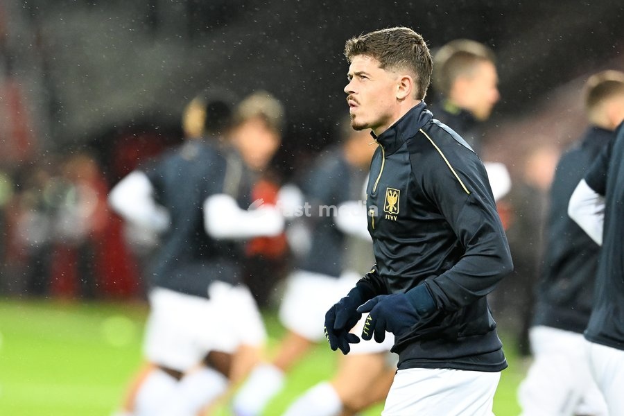 STVV's Arbnor Muja pictured before a soccer game between Danish FC Midtjylland and Belgian Sint-Truidense VV, Thursday 22 October 2026 in Herning, Denmark, on the second day of the UEFA Conference League league phase