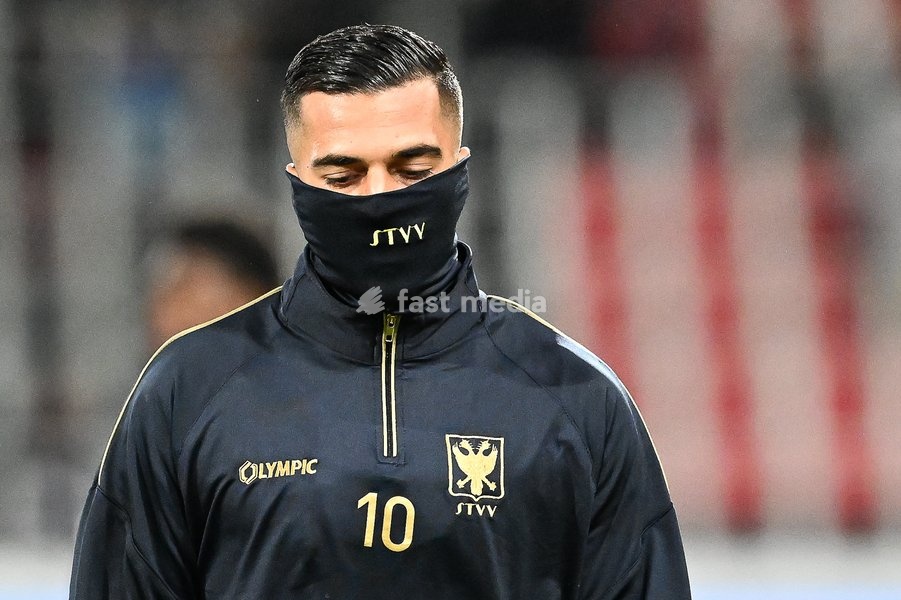STVV's Ilias Sebaoui pictured before a soccer game between Danish FC Midtjylland and Belgian Sint-Truidense VV, Thursday 22 October 2026 in Herning, Denmark, on the second day of the UEFA Conference League league phase