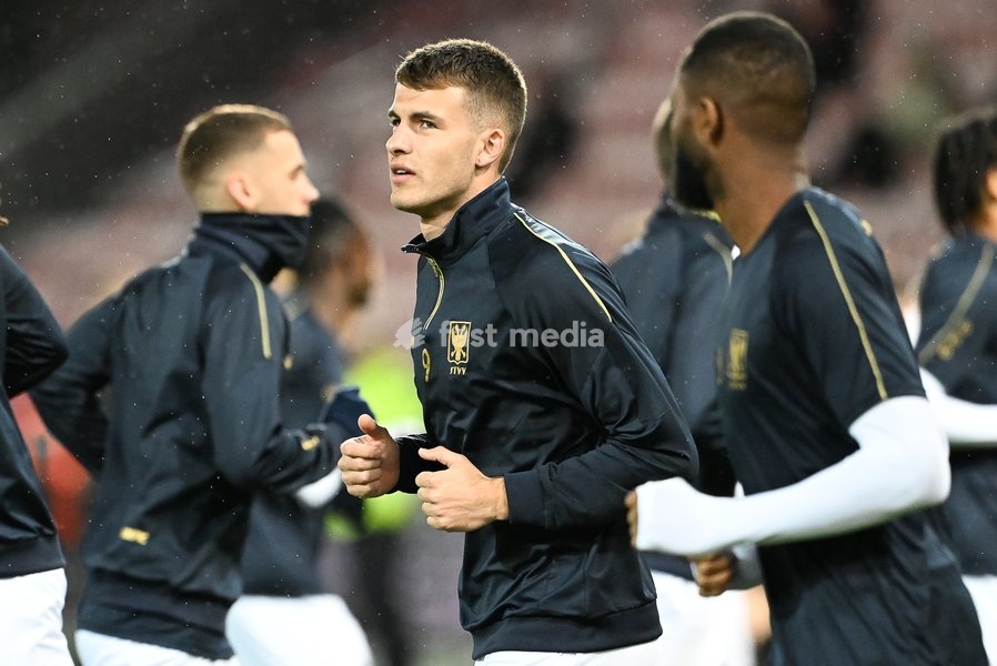 STVV's Samed Bazdar pictured before a soccer game between Danish FC Midtjylland and Belgian Sint-Truidense VV, Thursday 22 October 2026 in Herning, Denmark, on the second day of the UEFA Conference League league phase