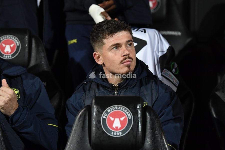 STVV's Arbnor Muja pictured before a soccer game between Danish FC Midtjylland and Belgian Sint-Truidense VV, Thursday 22 October 2026 in Herning, Denmark, on the second day of the UEFA Conference League league phase