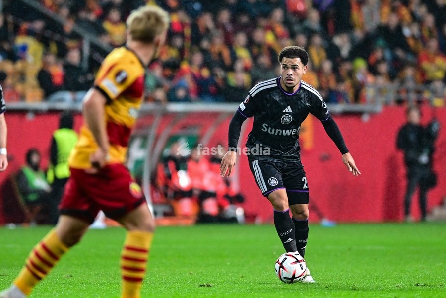 Anderlecht's Mario Stroeykens is pictured in action during a soccer game between Polish Jagiellonia Bialystok and Belgian RSC Anderlecht, Thursday 22 October 2026 in Bialystok, Poland, on day three of the UEFA Europa League league phase