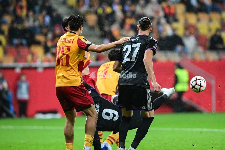 Anderlecht's Mihajlo Cvetkovic is pictured in action during a soccer game between Polish Jagiellonia Bialystok and Belgian RSC Anderlecht, Thursday 22 October 2026 in Bialystok, Poland, on day three of the UEFA Europa League league phase