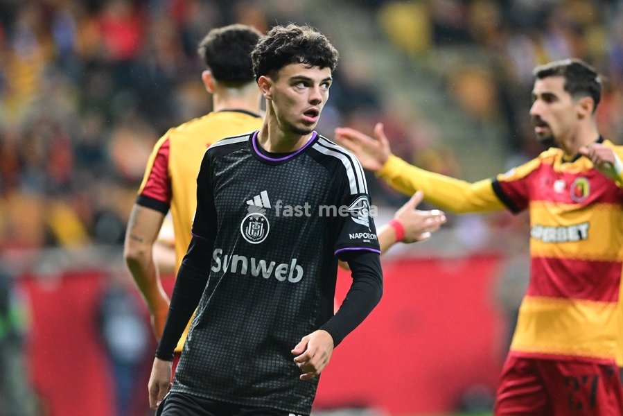 Anderlecht's Tristan Degreef is pictured during a soccer game between Polish Jagiellonia Bialystok and Belgian RSC Anderlecht, Thursday 22 October 2026 in Bialystok, Poland, on day three of the UEFA Europa League league phase