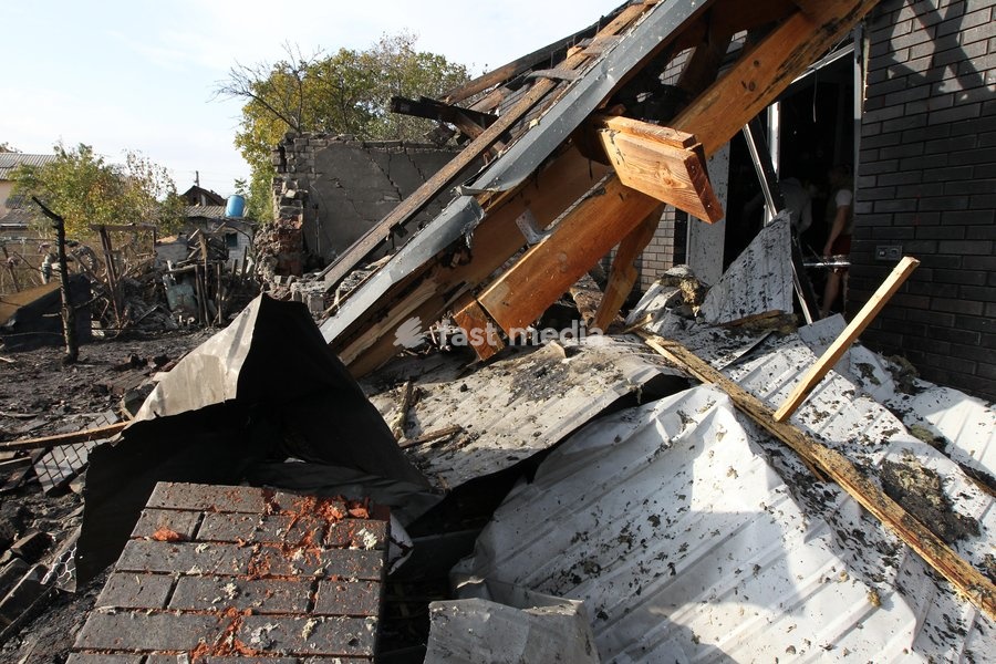 A house is damaged by a Russian attack, Dnipro, Ukraine, October 22, 2026. According to city head Borys Filatov, 11 private houses were damaged in the strike on Thursday morning, and one home burned down completely