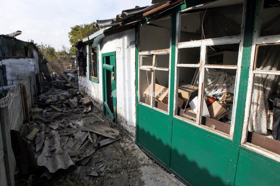 A house is damaged by a Russian attack, Dnipro, Ukraine, October 22, 2026. According to city head Borys Filatov, 11 private houses were damaged in the strike on Thursday morning, and one home burned down completely