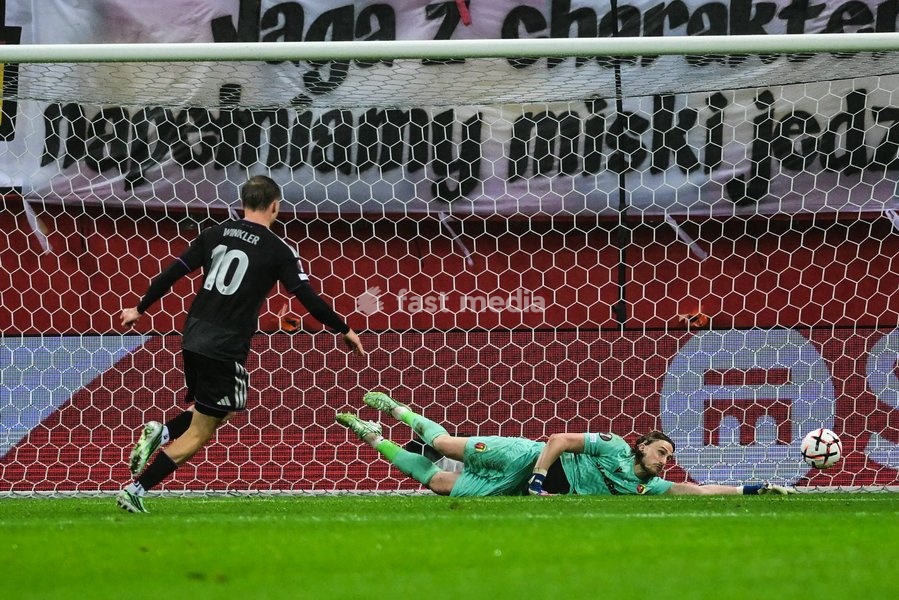 Anderlecht's Marten Winkler scores a goal during a soccer game between Polish Jagiellonia Bialystok and Belgian RSC Anderlecht, Thursday 22 October 2026 in Bialystok, Poland, on day three of the UEFA Europa League league phase