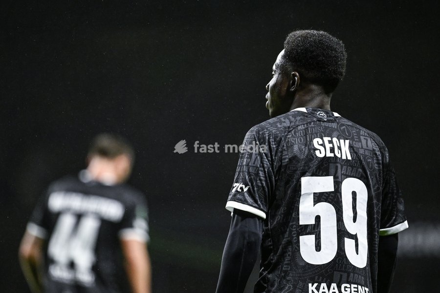 El Hadji Seck of KAA Gent pictured during a soccer game between Portuguese SC Braga and Belgian soccer team KAA Gent, Thursday 22 October 2026 in Braga, Portugal, the second match in the UEFA Conference League league phase