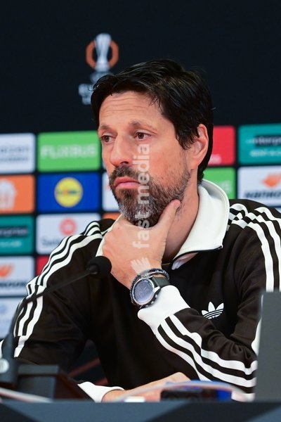 Anderlecht's head coach Vitor Bruno pictured during a press conference after a soccer game between Polish Jagiellonia Bialystok and Belgian RSC Anderlecht, Thursday 22 October 2026 in Bialystok, Poland, on day three of the UEFA Europa League league phase