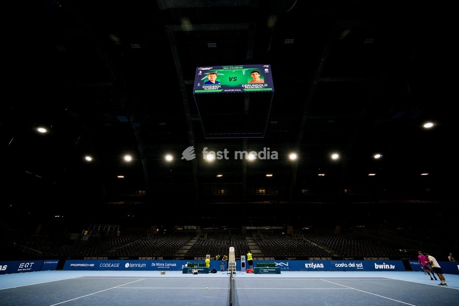 A picture show the new tennis court at Hall 5 pictured prior to the European Open ATP tennis tournament in Brussels, on Friday 23 October 2026. This year's edition of the tournament is taking place from 17 to 25 October