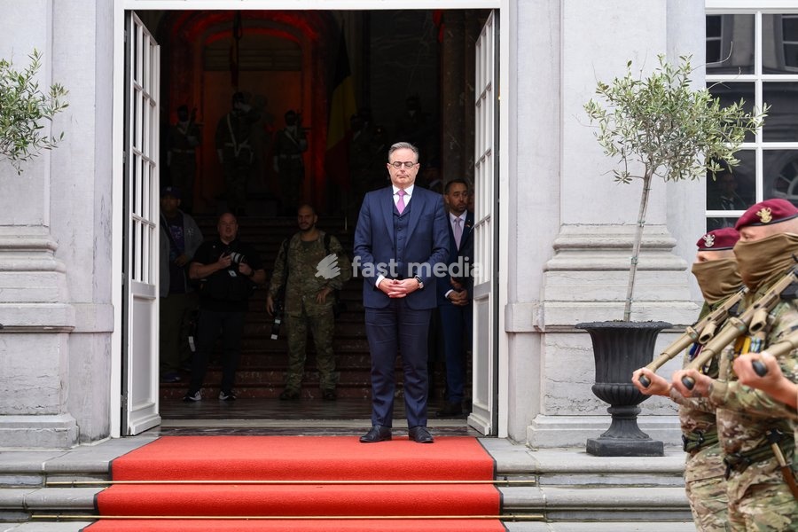 Prime Minister Bart De Wever pictured before a diplomatic meeting with the Vietnamese president in Brussels, on Friday 23 October 2026. The President of Vietnam and his wife visit Belgium from 21 to 24 October