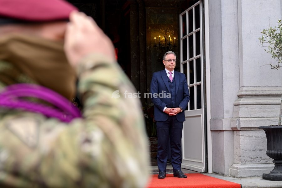 Prime Minister Bart De Wever pictured before a diplomatic meeting with the Vietnamese president in Brussels, on Friday 23 October 2026. The President of Vietnam and his wife visit Belgium from 21 to 24 October