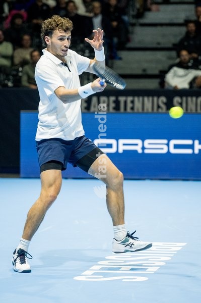 Clement Chidekh of France pictured in action during the European Open ATP tennis tournament in Brussels, on Friday 23 October 2026. This year's edition of the tournament is taking place from 17 to 25 October