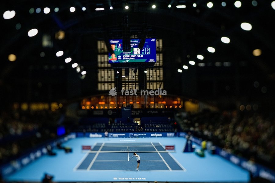 Clement Chidekh of France pictured in action during the European Open ATP tennis tournament in Brussels, on Friday 23 October 2026. This year's edition of the tournament is taking place from 17 to 25 October