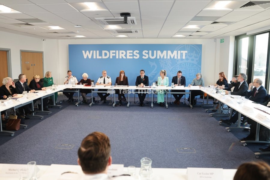 23/10/2026. Aintree, United Kingdom. Prime Minister Andy Burnham and Angela Rayner, Secretary of State for Housing, Communities and Local Government attend Wildfire Summit at the National Resilience Centre of Excellence