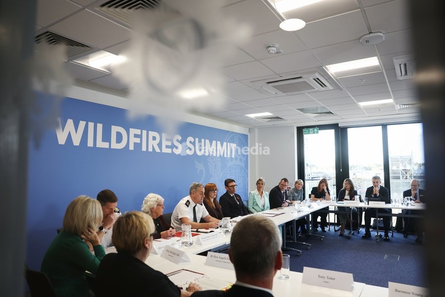 23/10/2026. Aintree, United Kingdom. Prime Minister Andy Burnham and Angela Rayner, Secretary of State for Housing, Communities and Local Government attend Wildfire Summit at the National Resilience Centre of Excellence