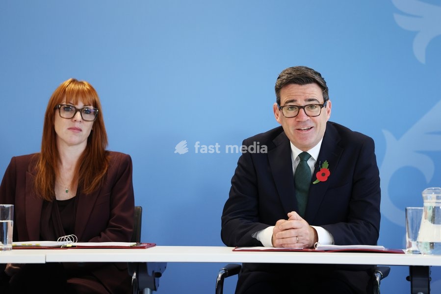 23/10/2026. Aintree, United Kingdom. Prime Minister Andy Burnham and Angela Rayner, Secretary of State for Housing, Communities and Local Government attend Wildfire Summit at the National Resilience Centre of Excellence
