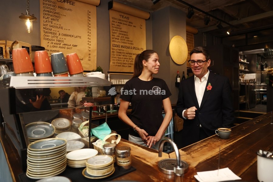 Prime Minister Andy Burnham visits Ezra & Gil Cafe