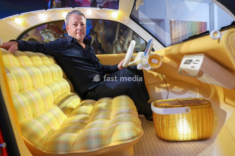 Designer Pierre Leclercq poses for the photographer during the presentation of the new Citroen 2CV concept car, on Friday 23 October 2026 in Bastogne