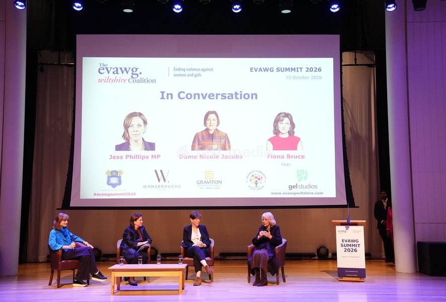 (Left to right) Fiona Bruce, Dame Nicole Jacobs, Jess Phillips and Queen Camilla at an Ending Violence Against Women and Girls Summit, at Marlborough College in Wiltshire. Picture date: Friday October 23, 2026