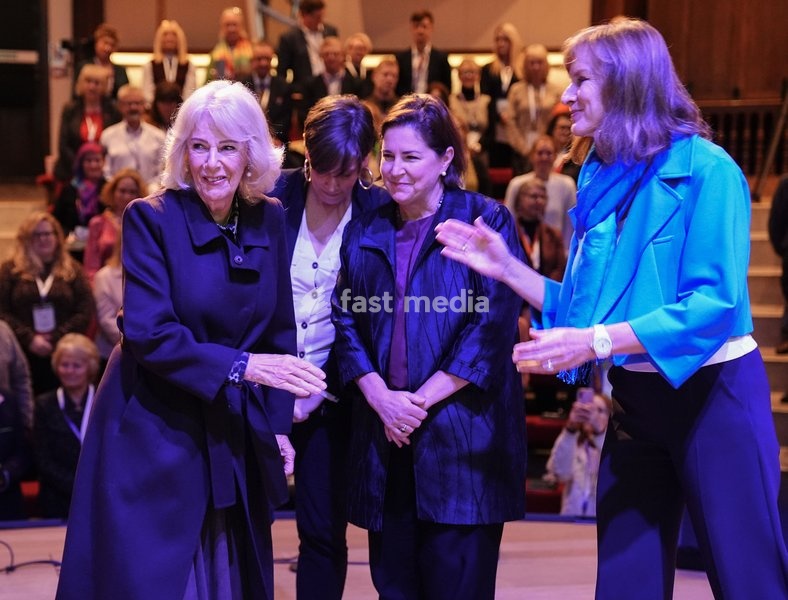 (Left to right) Queen Camilla, Jess Phillips, Dame Nicole Jacobs and Fiona Bruce, who were panel guests at an Ending Violence Against Women and Girls Summit, at Marlborough College in Wiltshire. Picture date: Friday October 23, 2026