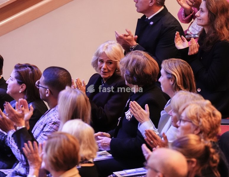 Queen Camilla (centre) attends the Ending Violence Against Women and Girls Summit, at Marlborough College in Wiltshire. Picture date: Friday October 23, 2026