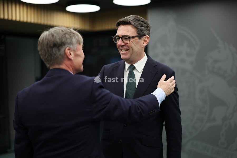 23/10/2026. Manchester, United Kingdom. Prime Minister Andy Burnham attends Small Business Growth Forum meeting hosted by Jonathan Reynolds, Secretary of State for Business and Trade and Sonny Leong, Baron Leong at Number 10 North