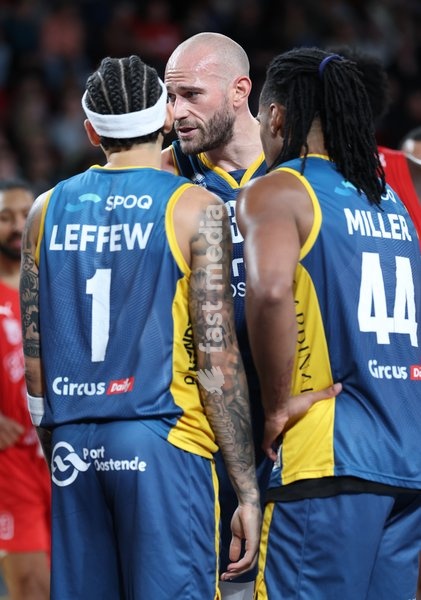 Oostende's Pierre-Antoine Gillet pictured during a basketball match between Spirou Charleroi and BC Oostende, Friday 23 October 2026 in Charleroi, on day 4 of the 'BNXT League' Belgian and Dutch first division basket championship