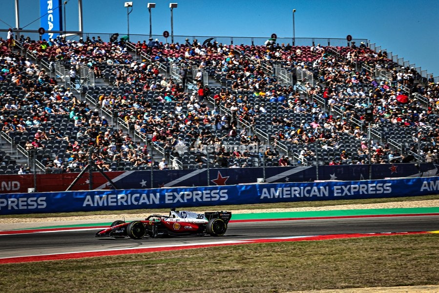 AUSTIN, UNITED STATES - OCTOBER 23: Charles Leclerc of Monaco driving the (16) Scuderia Ferrari HP Ferrari SF-26 on track during first practice of the Formula 1 MSC Cruises United States Grand Prix 2026 at Circuit of the Americas on October 23, 2026 in Austin, United States