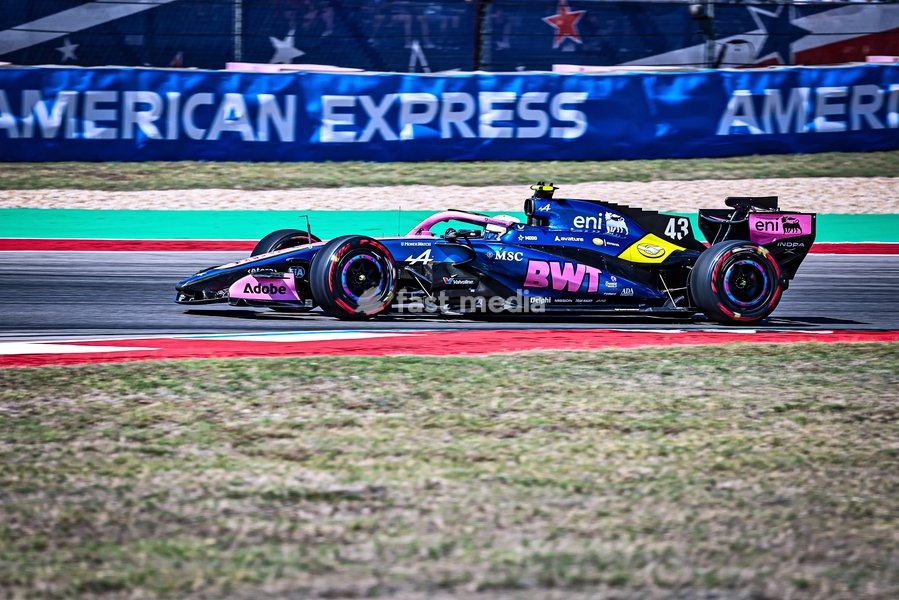 AUSTIN, UNITED STATES - OCTOBER 23: Franco Colapinto of Argentina driving the (43) BWT Alpine F1 Team Alpine A526 on track during first practice of the Formula 1 MSC Cruises United States Grand Prix 2026 at Circuit of the Americas on October 23, 2026 in Austin, United States