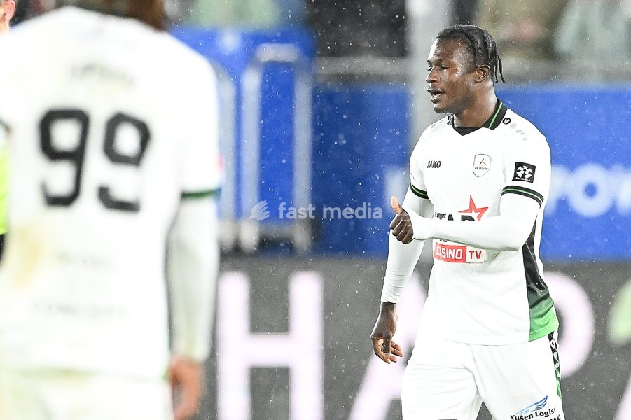 OHL's Emmanuel Addai celebrates after scoring during