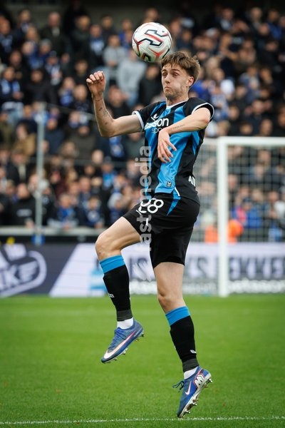 Club's Jorne Spileers pictured in action during a soccer match between Club Brugge and Sint-Truidense VV , Sunday 25 October 2026 in Brugge, on day 9 of the 2026-2027 'Jupiler Pro League' first division of the Belgian championship