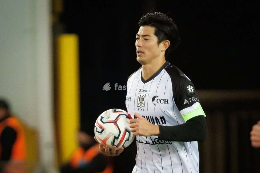 STVV's Shogo Taniguchi celebrates after scoring during a soccer match between Club Brugge and Sint-Truidense VV , Sunday 25 October 2026 in Brugge, on day 9 of the 2026-2027 'Jupiler Pro League' first division of the Belgian championship