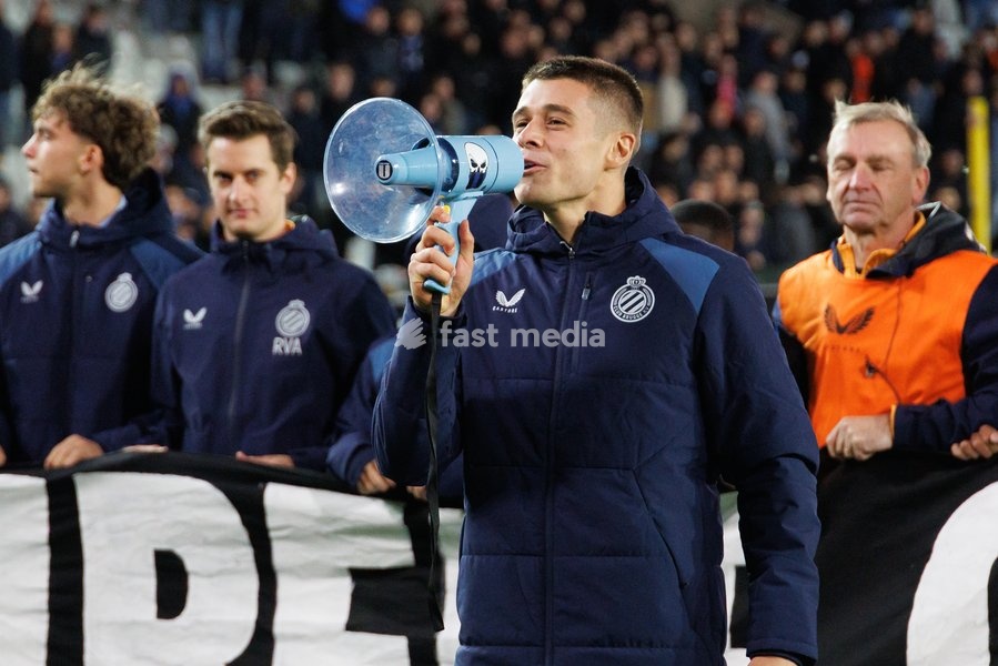 Club's Nicolo Tresoldi celebrates after winning a soccer match between Club Brugge and Sint-Truidense VV , Sunday 25 October 2026 in Brugge, on day 9 of the 2026-2027 'Jupiler Pro League' first division of the Belgian championship