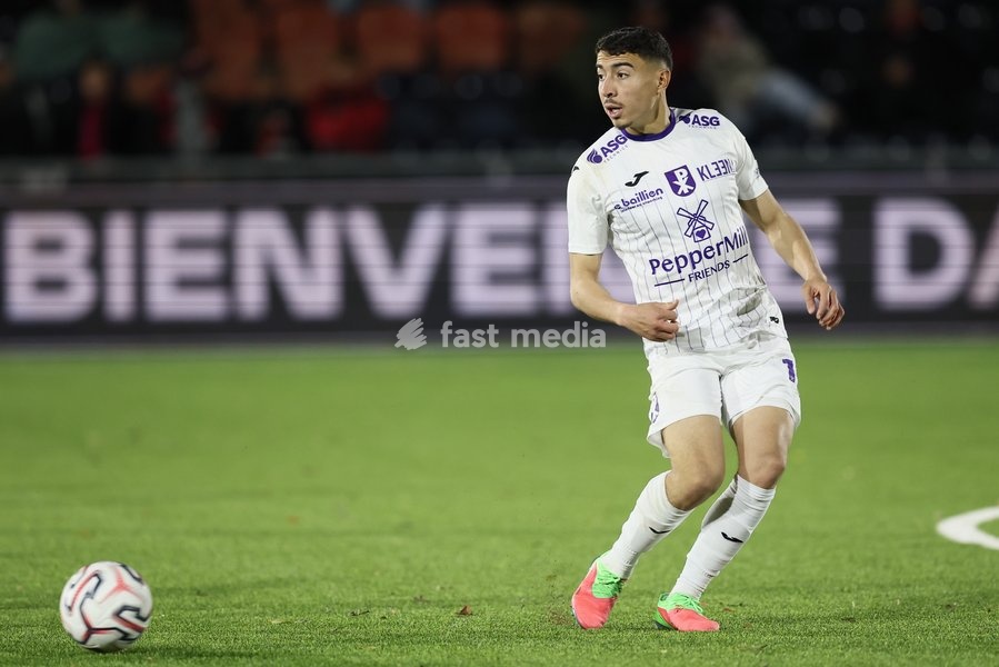 Patro Eisden's Sami Lahssaini is pictured in action during a soccer match between RFC Liège and Patro Eisden Maasmechelen, on Sunday 25 October 2026 in Liege, on day 8 of the 2026-2027 'Challenger Pro League' second division of the Belgian championship