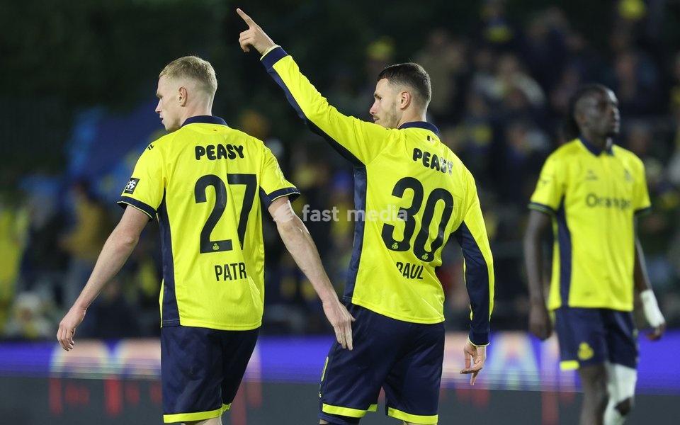 Union's Raul Florucz celebrates after scoring during a soccer match between Royale Union Saint-Gilloise and Cercle Brugge, Sunday 25 October 2026 in Brussels, on day 9 of the 2026-2027 'Jupiler Pro League' first division of the Belgian championship