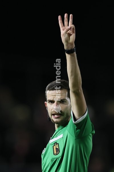 referee Ruben Calluy pictured during a soccer match between RFC Liège and Patro Eisden Maasmechelen, on Sunday 25 October 2026 in Liege, on day 8 of the 2026-2027 'Challenger Pro League' second division of the Belgian championship