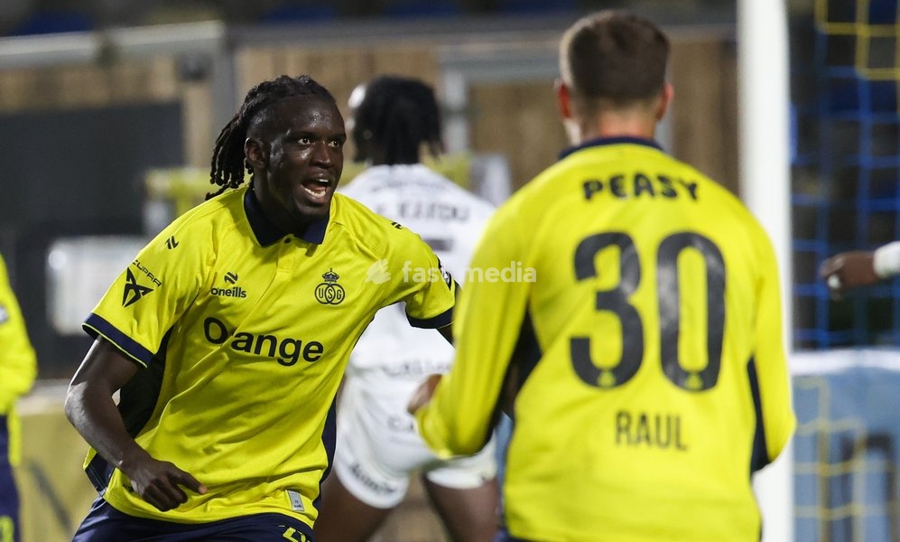 Union's Massire Sylla celebrates after scoring during a soccer match between Royale Union Saint-Gilloise and Cercle Brugge, Sunday 25 October 2026 in Brussels, on day 9 of the 2026-2027 'Jupiler Pro League' first division of the Belgian championship