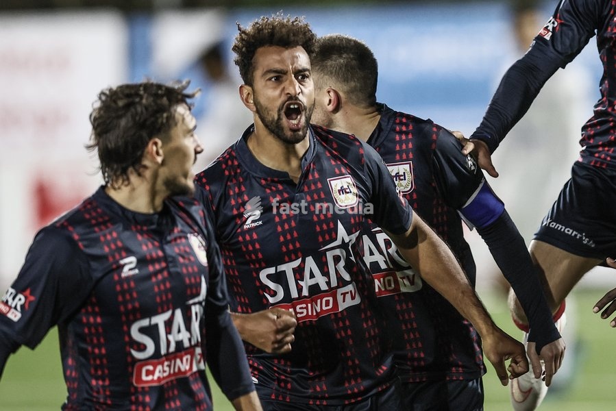 Liege's Pierre-Yves Ngawa celebrates after scoring during a soccer match between RFC Liège and Patro Eisden Maasmechelen, on Sunday 25 October 2026 in Liege, on day 8 of the 2026-2027 'Challenger Pro League' second division of the Belgian championship