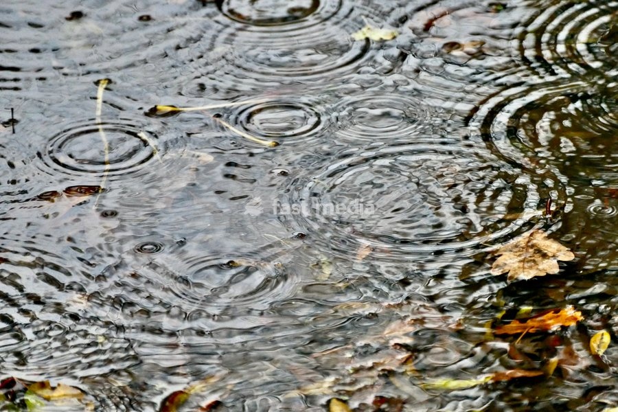 Ripples in the puddles during the rain