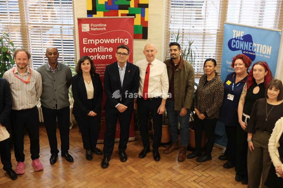 British Politics Prime Minister Andy Burnham and John Healey Chancellor , visit St Martins in the fields a homeless charity in central London . Ahead of the Budget later this week Funding is set to double to support a pledge by the prime minister to give every rough sleeper in England a route off…