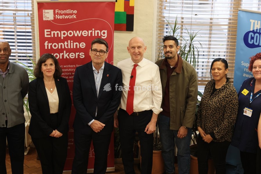 British Politics Prime Minister Andy Burnham and John Healey Chancellor , visit St Martins in the fields a homeless charity in central London . Ahead of the Budget later this week Funding is set to double to support a pledge by the prime minister to give every rough sleeper in England a route off…