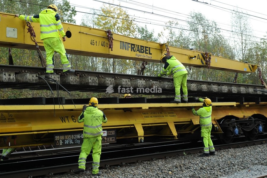 Illustration picture shows a tour of the Infrabel construction site where two switches are being installed as part of the RER project between Ottignies and Brussels, on Monday 26 October 2026