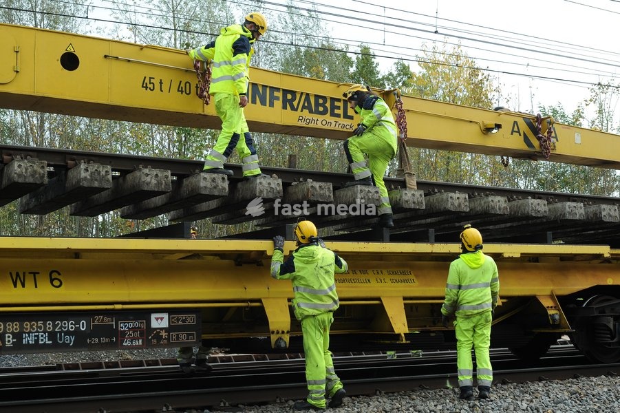 Illustration picture shows a tour of the Infrabel construction site where two switches are being installed as part of the RER project between Ottignies and Brussels, on Monday 26 October 2026