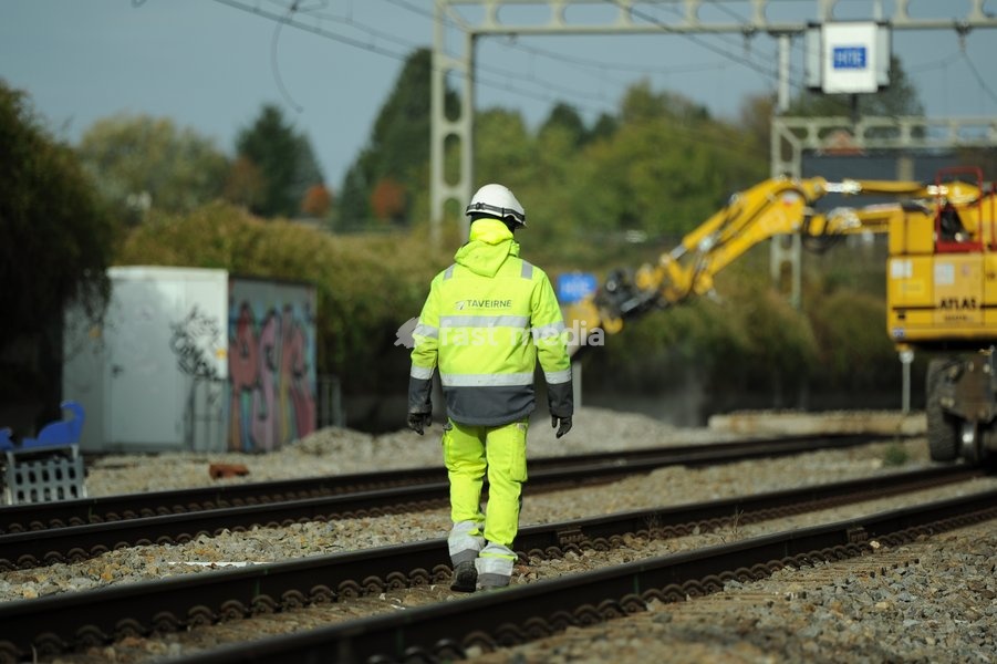 Illustration picture shows a tour of the Infrabel construction site where two switches are being installed as part of the RER project between Ottignies and Brussels, on Monday 26 October 2026