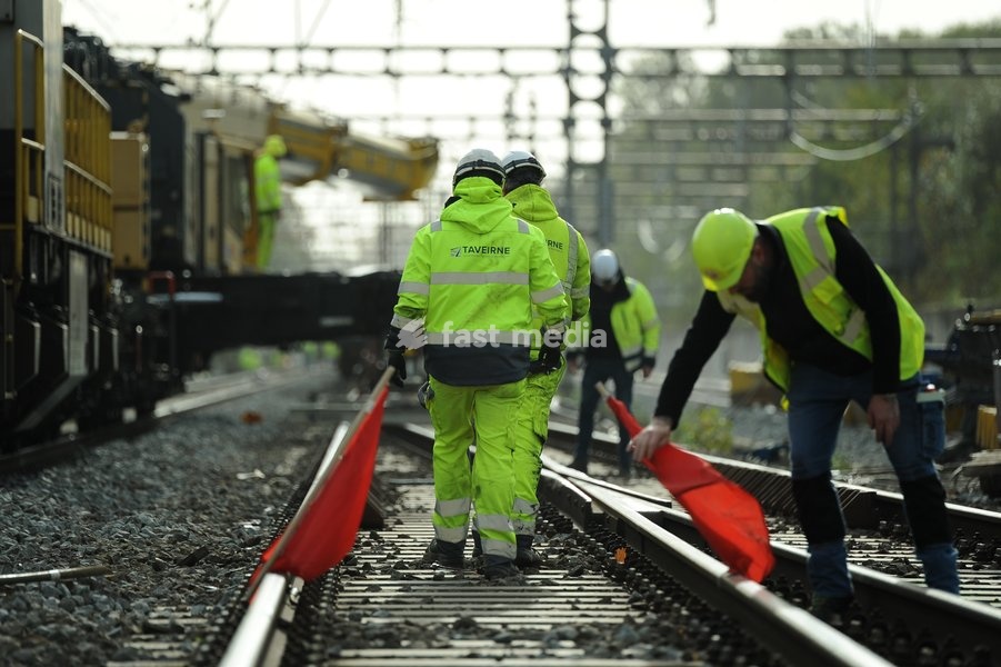 Illustration picture shows a tour of the Infrabel construction site where two switches are being installed as part of the RER project between Ottignies and Brussels, on Monday 26 October 2026