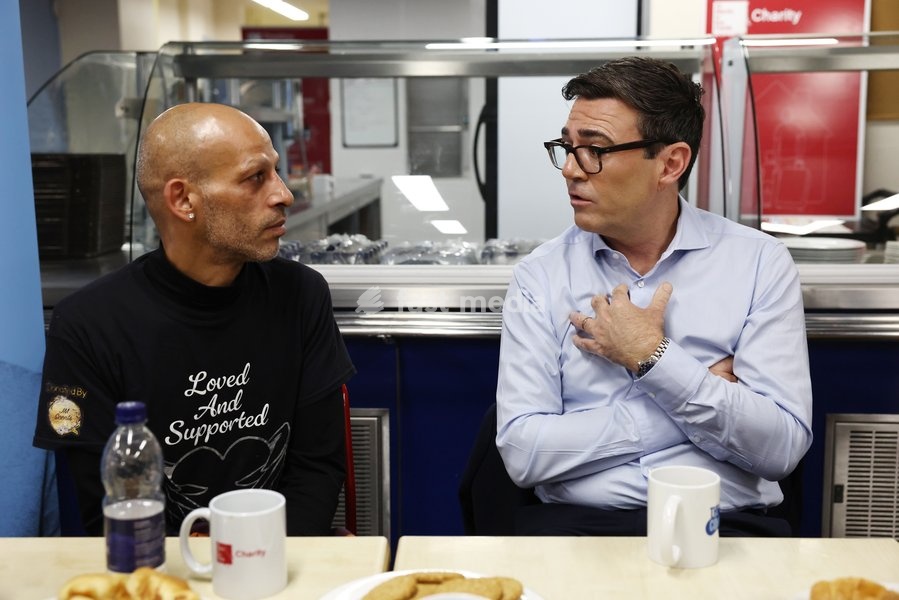 26/10/2026. London, United Kingdom. Prime Minister Andy Burnham and John Healey, Chancellor of the Exchequer meet service users as they visit The Connection at St. Martin's in-the-fields