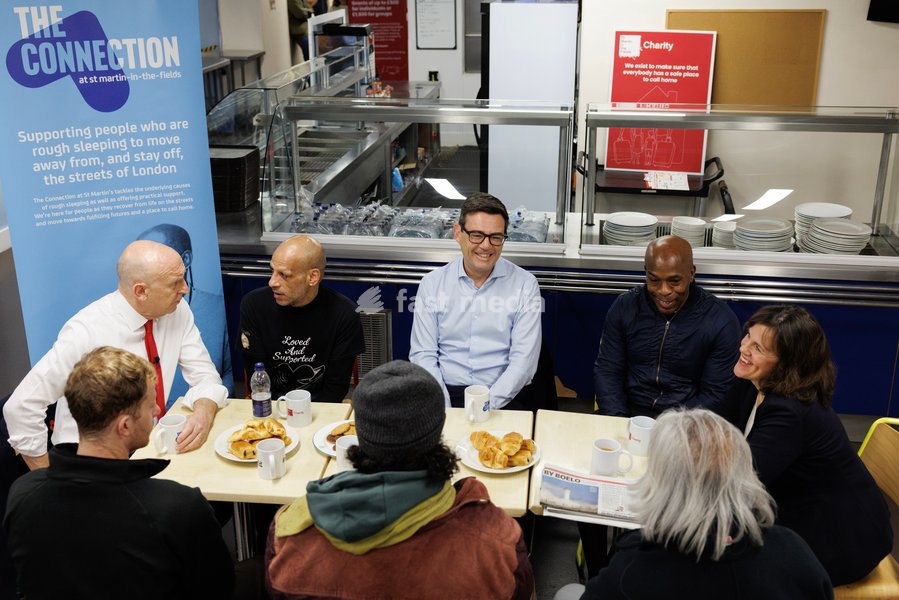 26/10/2026. London, United Kingdom. Prime Minister Andy Burnham and John Healey, Chancellor of the Exchequer visit The Connection at St. Martin's in-the-fields