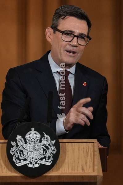 Britain's Prime Minister Andy Burnham speaks as he hosts a "Rough Sleeping Summit" in Downing Street in central London on October 26, 2026, to push for further action to support people to get off the streets for good
