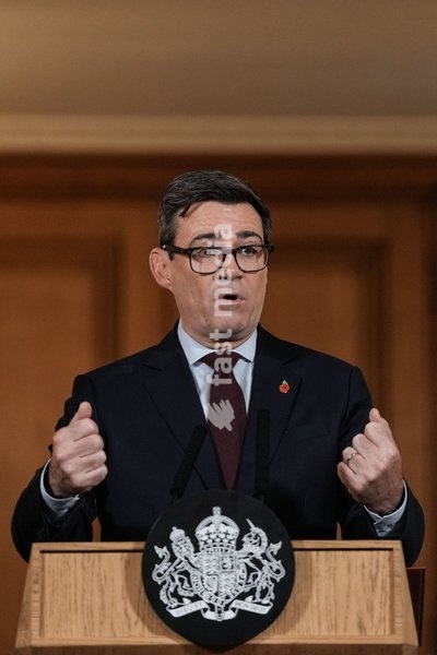 Britain's Prime Minister Andy Burnham speaks as he hosts a "Rough Sleeping Summit" in Downing Street in central London on October 26, 2026, to push for further action to support people to get off the streets for good